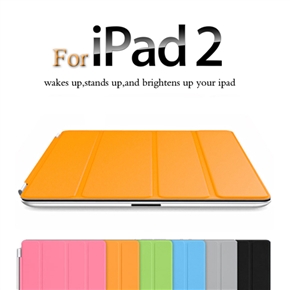 BuySKU71614 Ultra-thin High Imitated Leather Smart Cover Shell for iPad 2 (Orange)