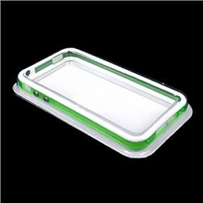 BuySKU71477 White Silicone + Translucent Green PC Frame for iPhone 4