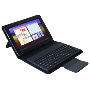 BuySKU71125 Wireless Bluetooth 3.0 Keyboard PU Protective Case Cover with Stand for Samsung Galaxy Tab 7.7" P6800 (Black)