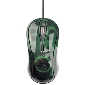BuySKU71666 3.5mm Audio Jack 1000DPI USB Wired Audio Optical Mouse with Speaker (Army Green)