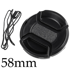 BuySKU72156 58mm Front Lens Cover Center Clinch Lens Cap with Anti-Lost Leash for Canon PENTAX Nikon VLE-39505