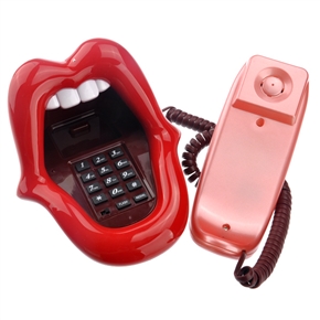 BuySKU71998 AR-5056 Super Mouth Tongue Style Novelty Wired Telephone with Phone Cable (Red)
