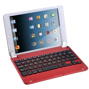 BuySKU71791 Aluminum Alloy Ultra-thin Wireless Bluetooth 3.0 Keyboard Screen Protective Case for iPad mini (Red)