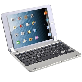 BuySKU71794 Aluminum Alloy Ultra-thin Wireless Bluetooth 3.0 Keyboard Screen Protective Case for iPad mini (Silver)