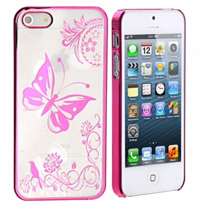BuySKU72109 Beautiful Butterfly Pattern Transparent Hard Protective Back Case Cover for iPhone 5 (Rosy)