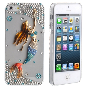 BuySKU71798 Beautiful Rhinestones Decor 3D Mermaid Style Hard Protective Back Case Cover for iPhone 5 (Blue)