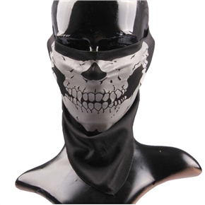 BuySKU72043 Cool Skull Pattern Triangle Shaped Bandana Light-reflecting Protective Half Face Mask (Black & White)