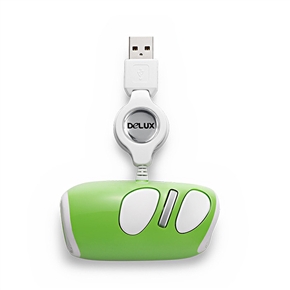 BuySKU72359 DELUX M3 Retractable Cable Style 800/1200/1600DPI USB Wired Mini Mouse for Laptop /Notebook /PC (Green)