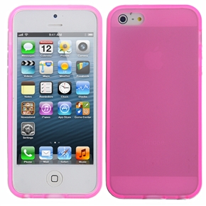BuySKU72324 Durable Matte Surface Soft Transparent TPU Protective Back Case Cover for iPhone 5 (Rosy & White)