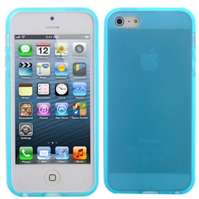 BuySKU72325 Durable Matte Surface Soft Transparent TPU Protective Back Case Cover for iPhone 5 (Sky-blue & White)