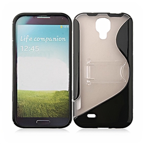 BuySKU72001 Durable S-shaped Soft Silicone Protective Back Case Cover with Stand for Samsung Galaxy S IV /i9500 (Black)