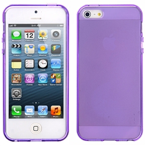 BuySKU72315 Durable Smooth Surface Soft Transparent TPU Protective Back Case Cover for iPhone 5 (Purple)