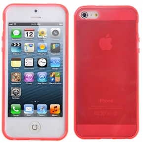 BuySKU72314 Durable Smooth Surface Transparent Soft TPU Protective Back Case Cover for iPhone 5 (Red)