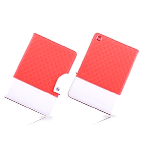 BuySKU72309 FACE Fashion Rhombus Pattern PU Protective Case Cover with Stand for iPad mini (Peach Pink & White)