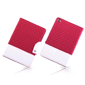 BuySKU72310 FACE Fashion Rhombus Pattern PU Protective Case Cover with Stand for iPad mini (Rosy & White)