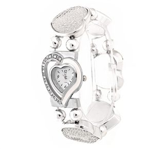 BuySKU72198 Fashion Rhinestones Decor Heart-shaped Style Women's Quartz Wrist Watch
