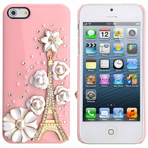 BuySKU72268 Fashion Rhinestones Tower & Flowers Decor Hard Protective Back Case Cover for iPhone 5 (Pink)