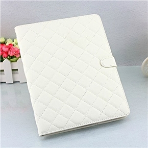 BuySKU72428 Fashion Rhombus Pattern PU Protective Case Cover with Sleep/Wake-up Function & Stand for iPad mini (White)