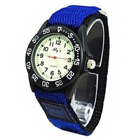 BuySKU72256 Fashion Waterproof  Luminous Round Dial Men's Quartz Sports Wrist Watch with Nylon Band (Blue)