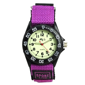 BuySKU72255 Fashion Waterproof  Luminous Round Dial Men's Quartz Sports Wrist Watch with Nylon Band (Rosy)