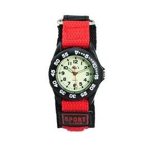 BuySKU72253 Fashion Waterproof  Luminous Round Dial Women's Quartz Sports Wrist Watch with Nylon Band (Red)