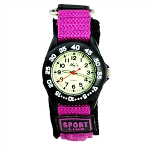 BuySKU72254 Fashion Waterproof  Luminous Round Dial Women's Quartz Sports Wrist Watch with Nylon Band (Rosy)