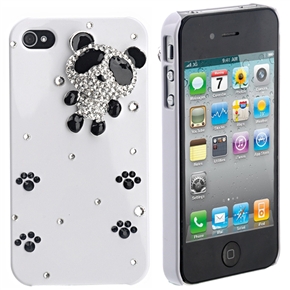 BuySKU72036 Lovely Rhinestones Decor 3D Panda Style Hard Protective Back Case Cover for iPhone 4 /iPhone 4S (White)