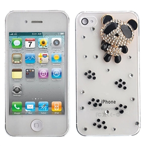 BuySKU72356 Lovely Rhinestones Panda Decor Hard Protective Back Case Cover for iPhone 4 /iPhone 4S (Transparent)