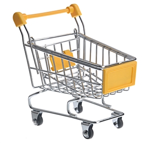 BuySKU72083 Mini Shopping Cart Shaped Storage Basket Desktop Organizer (Yellow)