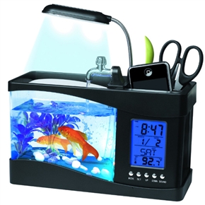 BuySKU72403 Multifunctional USB LCD Display Desktop Aquarium Fish Tank LED Light Lamp with Calender /Alarm Clock /Pen Holder (Black)