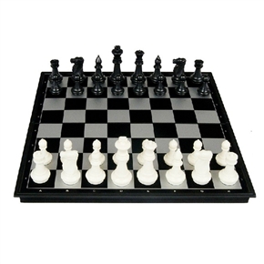 BuySKU72039 Portable 2-in-1 Chess & Checkers Set with Folding Magnetic Board - Size Medium (Black & White)