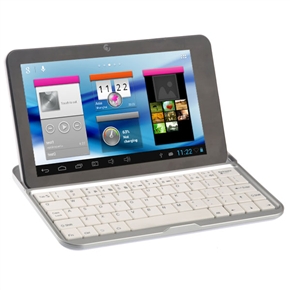 BuySKU71721 Portable Wireless Bluetooth 3.0 Keyboard Screen Protective Case for Samsung Galaxy Tab 7 (White)