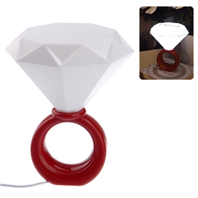 BuySKU72371 Romantic Diamond Ring Shaped USB Powered LED Desk Lamp Night Light Lamp (White & Red)