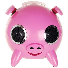 BuySKU71733 Sensitive Control Stereo Speaker Cute Piggy Style with SD/MMC/USB (Pink)