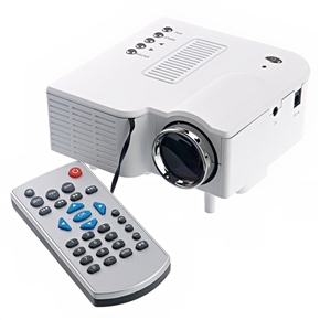 UC28 Mini LCD Image System LED Projector Home Theater with AV-in /VGA-in /SD Slot /USB /Speaker /Remote Control (White)