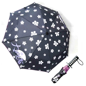 BuySKU72227 Ultra-light Portable Japanese Samurai Sword Style Plum-blossom Pattern UV Protection Telescopic Folding Umbrella