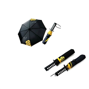 BuySKU72228 Ultra-light Portable Japanese Samurai Sword Style UV Protection Telescopic Folding Umbrella (Yellow)