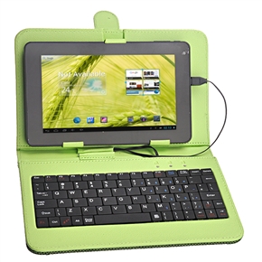 BuySKU71724 Universal Mesh Pattern Micro USB Keyboard PU Case Cover with Stand for 7-inch Tablet PC (Black & Green)
