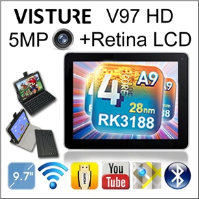 VISTURE V97HD RK3188 Quad-Core 9.7-inch IPS Retina Screen Dual-camera Bluetooth HDMI 2GB/16GB Android Tablet PC (Silver)