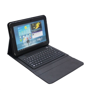 BuySKU72383 Wireless Bluetooth V3.0 Keyboard PU Protective Case Cover with Stand for Samsung Galaxy Tab 10.1" P5100 /P7510 (Black)