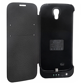 BuySKU72797 3800mAh Mobile Power Backup Battery PU Protective Case with Stand & Card Holder for Samsung Galaxy S IV (Black)