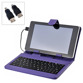 BuySKU53610 80-keys USB Keyboard PU Protective Case Cover with Stand for 7-inch Tablet PC (Purple)
