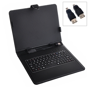 80-keys USB Keyboard PU Protective Case Cover with Stand for 9.7-inch Tablet PC (Black)