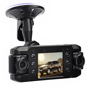 BuySKU64293 AT80(X8000)2.3-inch TFT-LCD 140 Degree Dual Lens HD Car DVR Camcorder with GPS Module /G-sensor /AV-out /TF Slot (Black)