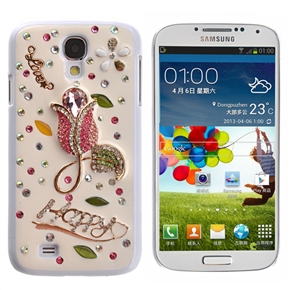 BuySKU72895 Beautiful 3D Flower Rhinestones Decor Hard Protective Back Case Cover for Samsung Galaxy S IV /i9500 (White)