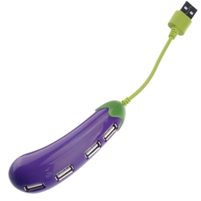 BuySKU72567 Creative Eggplant-shaped 480Mbps High-speed USB 2.0 4-port Hub Adapter for Notebook /Laptop (Purple)