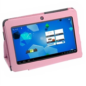 Durable PU Protective Case Cover with Stand & Elastic Strap for Q88 /Q8 7-inch Tablet PC (Pink)
