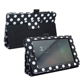 BuySKU72709 Fashion Dots Pattern PU Protective Magnetic Flip Case Cover with Stand for Google Nexus 7 Tablet PC (Black)