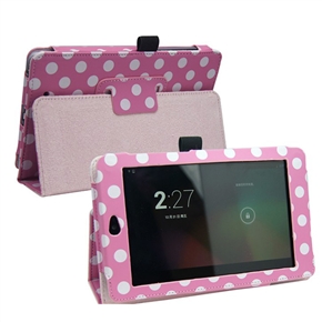 BuySKU72710 Fashion Dots Pattern PU Protective Magnetic Flip Case Cover with Stand for Google Nexus 7 Tablet PC (Pink)