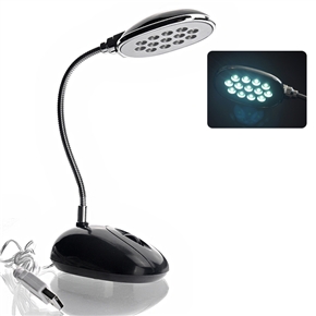 Flexible Gooseneck Style USB Powered Bright 13-LED Table Lamp Reading Light Lamp (Black)